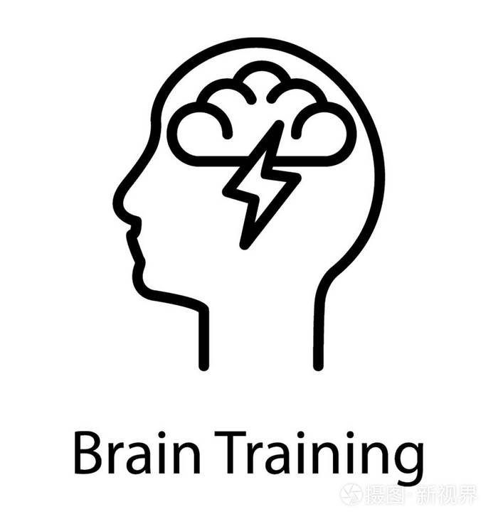 带有大脑和雷号的huma头表示头脑风暴的图标