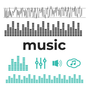声波音乐图标. 无线电波矢量照片