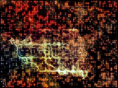 数字世界系列。数字和分形元素在科学教育和现代技术领域的倒退