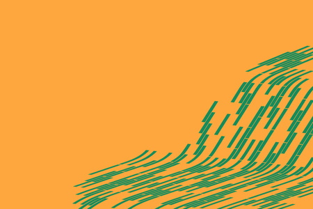 抽象矢量背景。部分绿色网格在橙色背景上褪色。地理插图