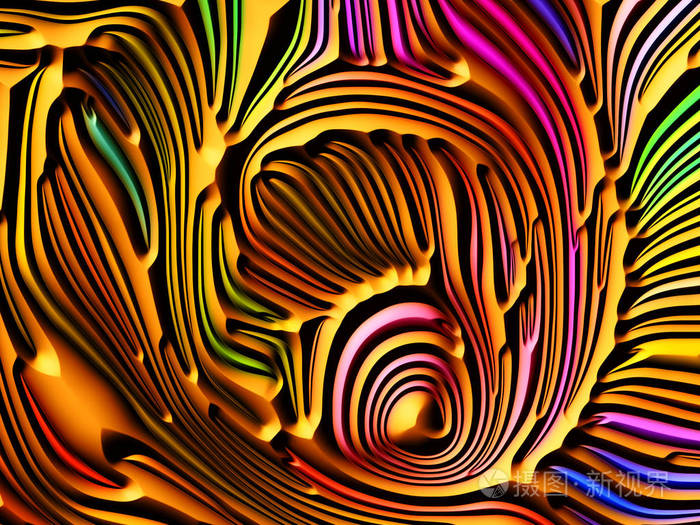 自然曲线系列以自然形态几何艺术本体设计与装饰为主题的彩色浮雕浮雕