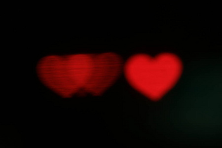 红色心形，黑色背景，彩色灯光，晚上装饰，背景，壁纸，模糊，情人节，爱情图片，背景，灯光，心形，夜晚，抽象，柔和