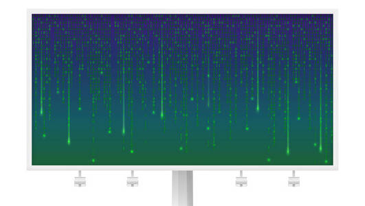 浮动二进制计算机代码的广告牌。矩阵的代码列表。技术背景。数据模式, 零和一个。安全编程和黑客的概念模板, 互联网服务