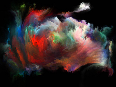彩色流动系列。 数字画流在音乐创意想象艺术和设计主题上的相互作用