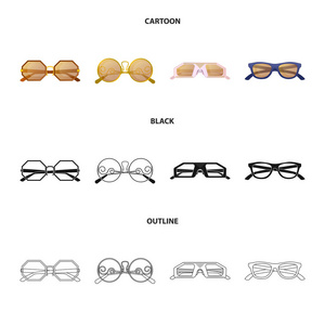 眼镜和太阳镜标志的矢量插图。眼镜的收集和辅助股票向量例证