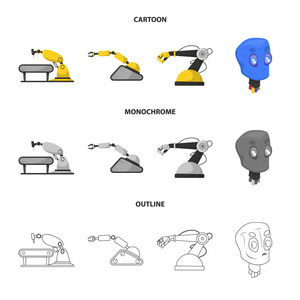 机器人和工厂标识的矢量说明。机器人与空间存量矢量图解的采集