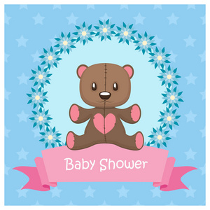 婴儿淋浴用泰迪熊打招呼图片