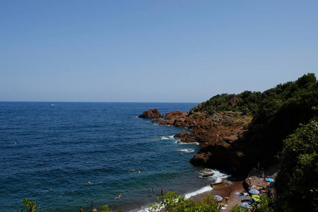 esterel seen from the sea on board a ferry that runs along the e