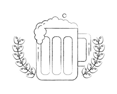 啤酒杯饮料庆祝会徽插图手绘图片