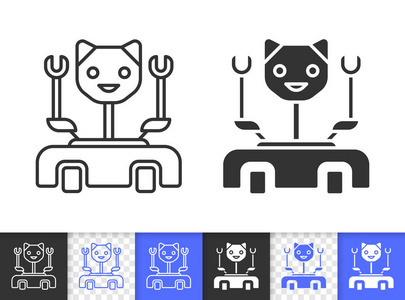 科技画简单机器人猫简单黑线矢量图标照片