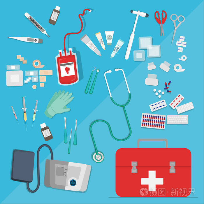 插图医生医疗用品急救帮助创意概念的医疗保健矢量卡通插图集卫生保健