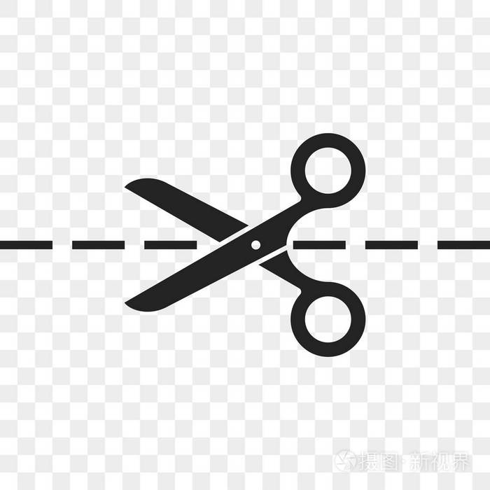 剪刀切割线矢量图标