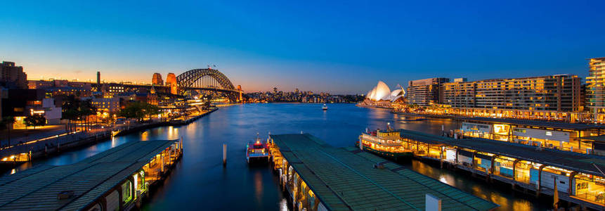 悉尼港和悉尼桥全景，新南威尔士州，澳大利亚