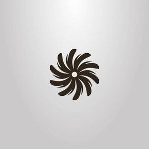 黑白简单矢量圆扁平多叶花艺术标志