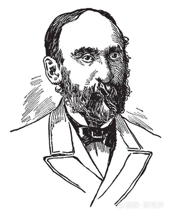 他是一名记者,来自美国缅因州的政治家,缅因州州长,老式线条画或雕刻