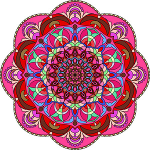 彩色曼陀罗为着色书.装饰的圆形饰品.抗压力治疗模式.织设计元素.