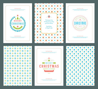圣诞贺卡模板和图案背景与圣诞节假期的地点祝印刷设计。矢量插图。