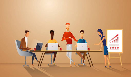 一群年轻人, 创办公司庆祝完成任务, 工作, 或共同项目, 创业创业.