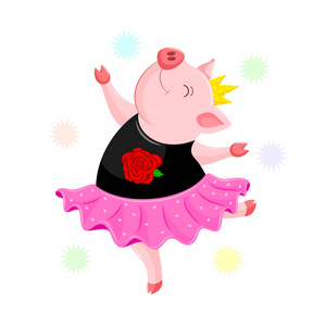 猪穿裙子图片高清图片