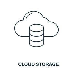 云存储大纲图标。简单的设计从网页开发图标集合。ui 和 ux 像素完美云存储图标。适用于网页设计应用程序软件打印使用
