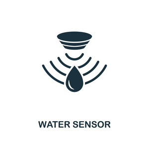 水传感器图标。从传感器图标集合的单色风格设计。ui 和 ux 像素完美的水传感器图标。适用于网页设计应用程序软件打印使用