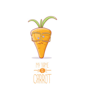 我的名字是胡萝卜矢量概念插图.时髦的秋天菜食物字符照片