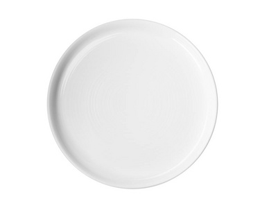 陶瓷板，白色背景顶部视图上有文字空间。 洗碗