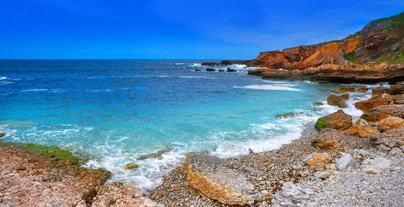 西班牙阿斯图里亚斯的Cristalesantromero海滩和玻璃石