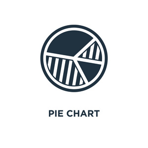 饼图图标。 黑色填充矢量插图。 白色背景上的饼图符号。 可用于网络和移动。