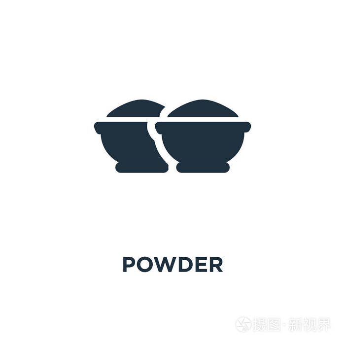 粉末图标黑色填充矢量插图白色背景上的粉末符号可用于网络和移动