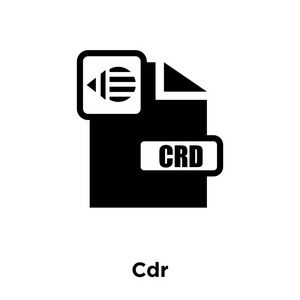 在白色背景上分离的CDR图标矢量标识概念，CDR标志在透明背景上填充黑色符号