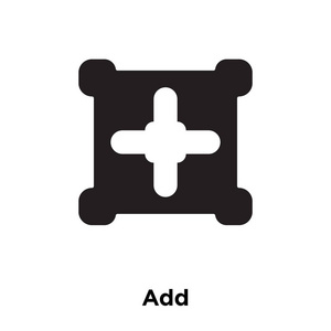 添加图标矢量隔离在白色背景标志概念添加标志在透明背景填充黑色符号