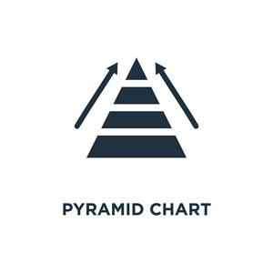 金字塔图图标。 黑色填充矢量插图。 白色背景上的金字塔图符号。 可用于网络和移动。