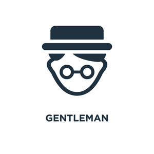 绅士偶像。黑色填充矢量插图。白色背景上的绅士符号。可用于web和移动端..