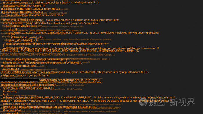 橙色屏幕编码黑客概念动画与故障.编程代码输入错误.