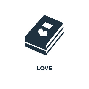 爱情偶像。黑色填充矢量插图。白色背景上的爱情符号。可用于web和移动端..