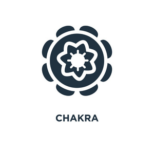 黑色填充矢量插图.白色背景上的查克拉符号.可用于web和移动端.照片