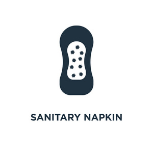 黑色填充矢量插图.白色背景上的卫生巾符号.可用于web和移动端.照片