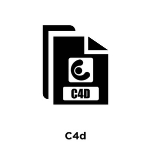 白色背景上隔离的c4d图标矢量,透明背景上c4d标志的标志概念,填充黑色