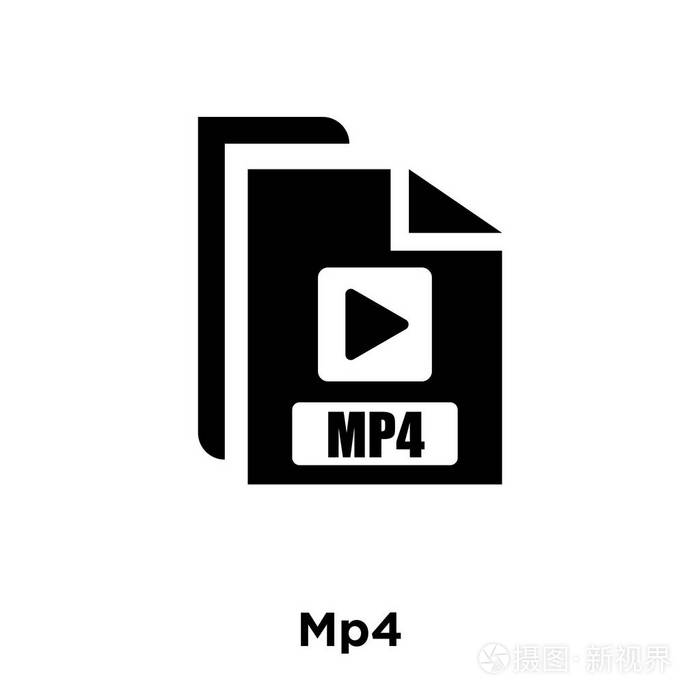 白色背景上隔离的Mp4图标矢量,透明背景上Mp4标志的标志概念,填充黑色