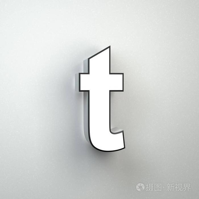 隔离墙标志字母t小写在白色墙上