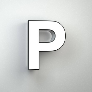 墙签字母p大写隔离在白墙上照片