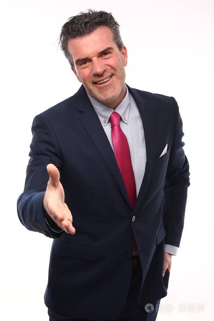 老白种人商人正在握手