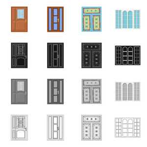 门和前标识的孤立对象。门和木制股票矢量图的收集