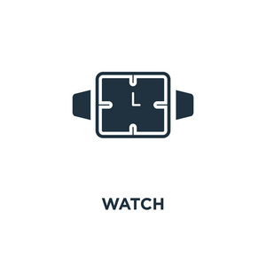 手表图标。 黑色填充矢量插图。 在白色背景上观看符号。 可用于网络和移动。