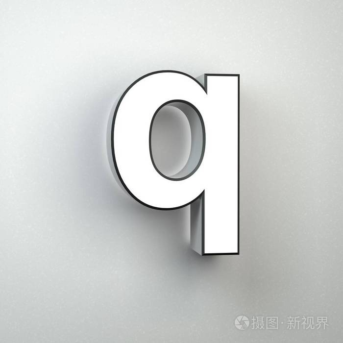 隔离在白墙上的墙签字母q小写