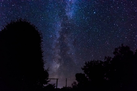 星空银河美丽的风景夜间白俄罗斯。