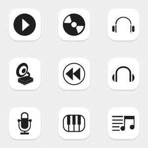 设置9个可编辑的歌曲图标。包括诸如播放按钮八度倒带等符号。可用于 web移动Ui 和图表设计