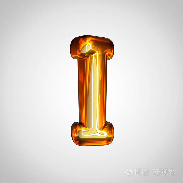 金色字母i大写白色背景隔离