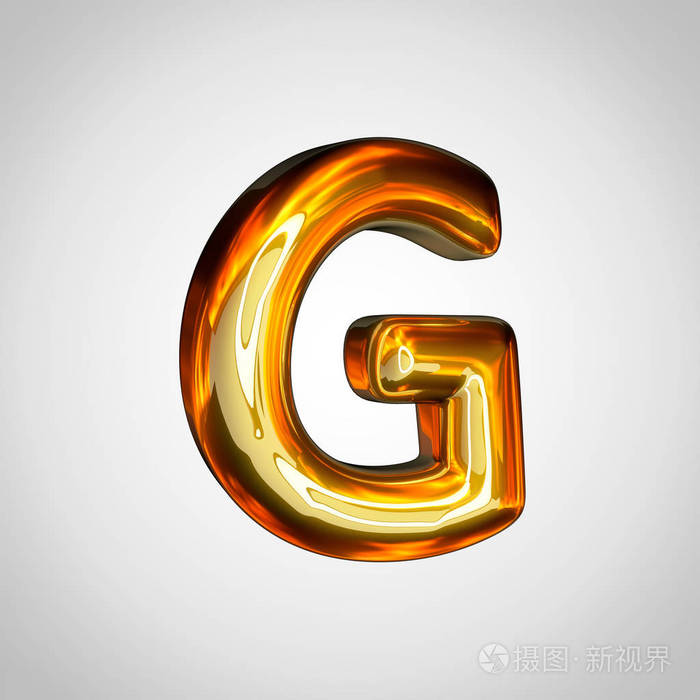 白色背景中孤立的金色字母g大写照片-正版商用图片130ng4-摄图新视界